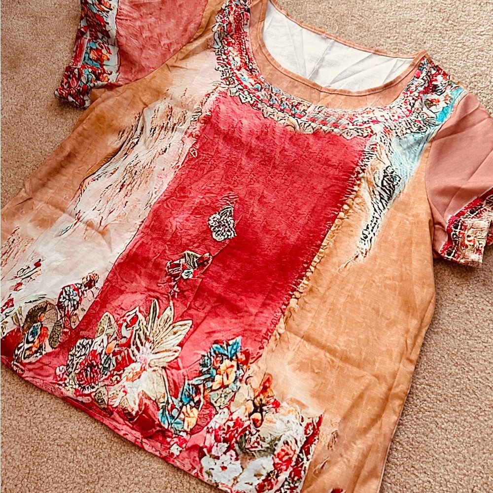 Chic Women's Floral Patchwork Blouse - image 7